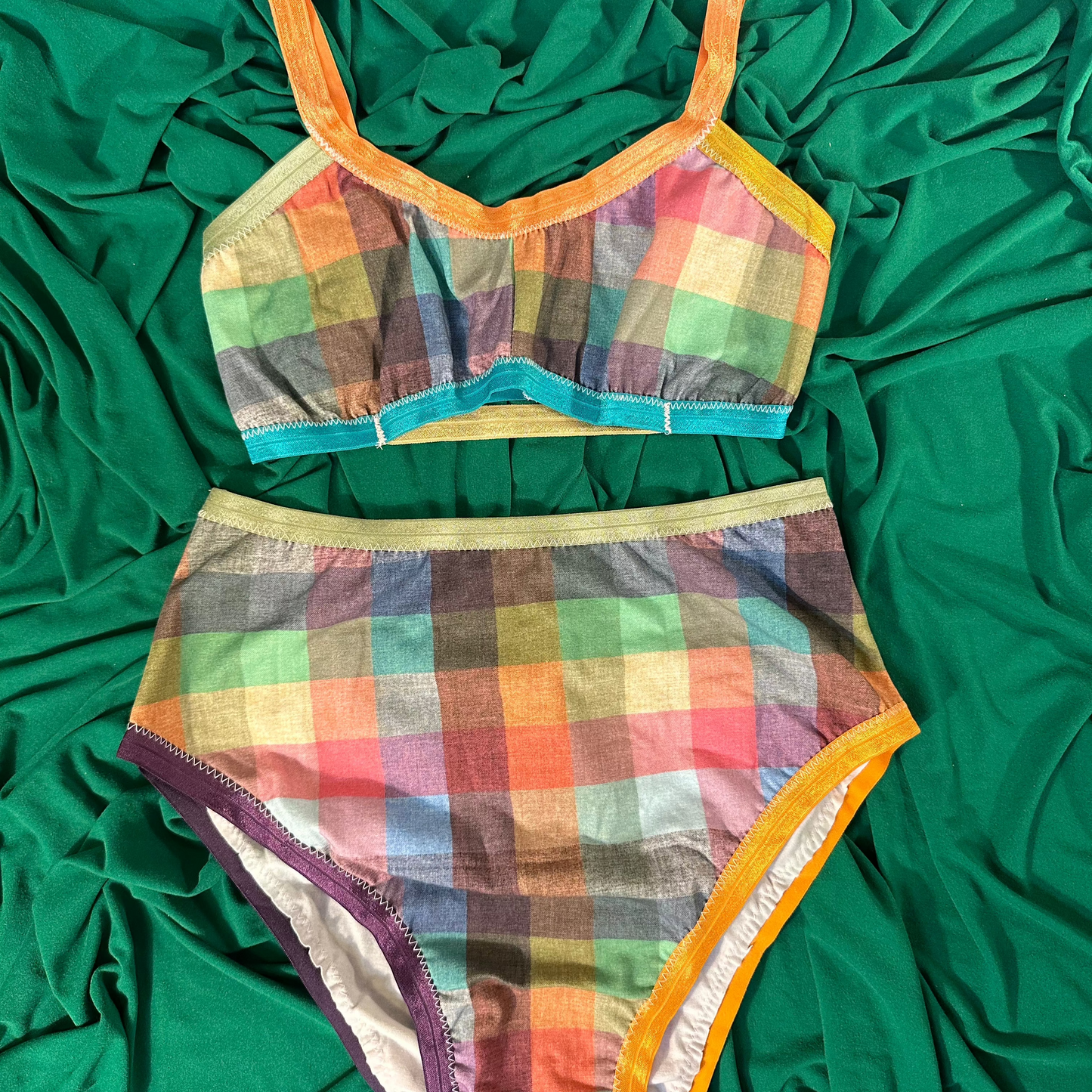 Multicolor Plaid Bandeau Bralette