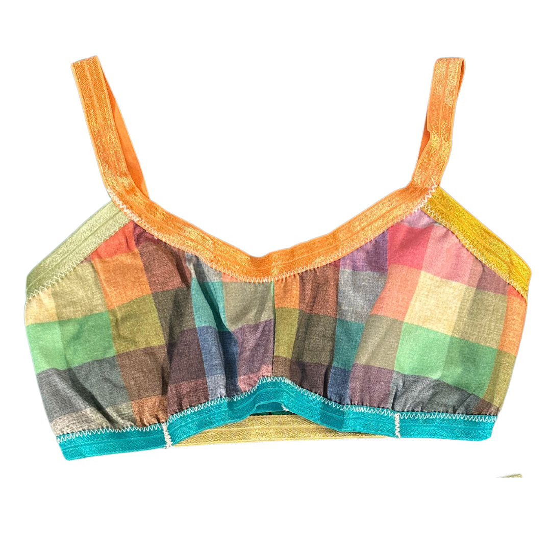 Multicolor Plaid Bandeau Bralette