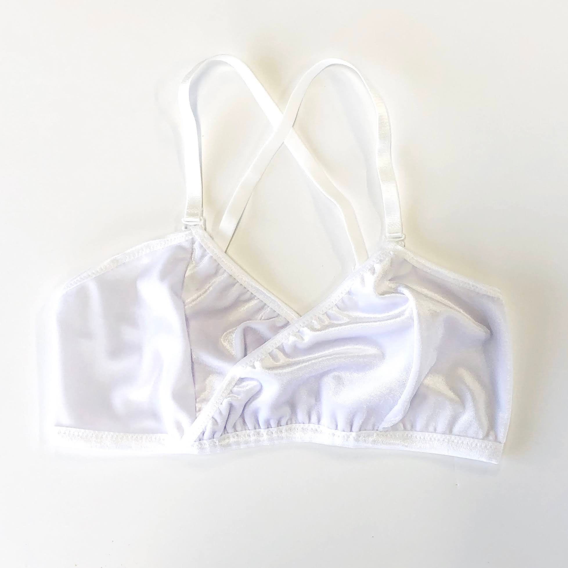 White cheap velvet bralette