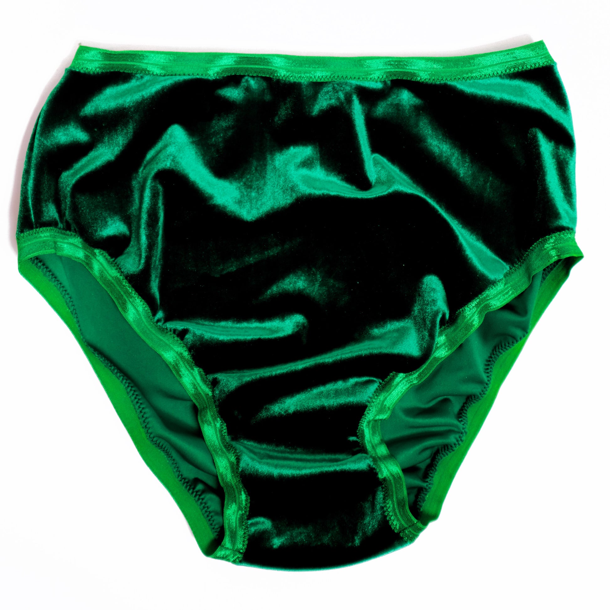 Emerald Green Pure Mulberry Silk French Cut Panties High Waist 22